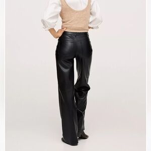 Mango faux leather high waist wide leg pants